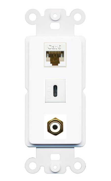 CAT6 RCA-WHITE USBC Wall Plate [White]