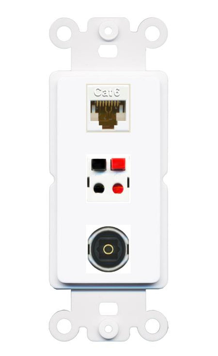 CAT6 SPEAKER TOSLINK Wall Plate [White]