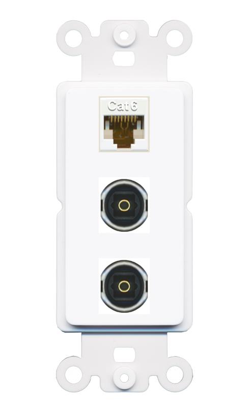 CAT6 2 TOSLINK Wall Plate [White]