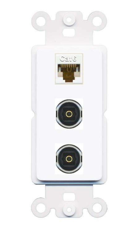 CAT6 2 TOSLINK Wall Plate [White]