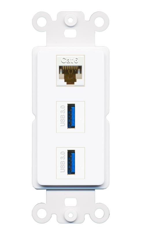 CAT6 2 USB-3 Wall Plate [White]