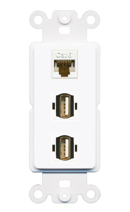 CAT6 2 USB2 Wall Plate [White]