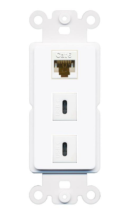 CAT6 2 USBC Wall Plate [White]