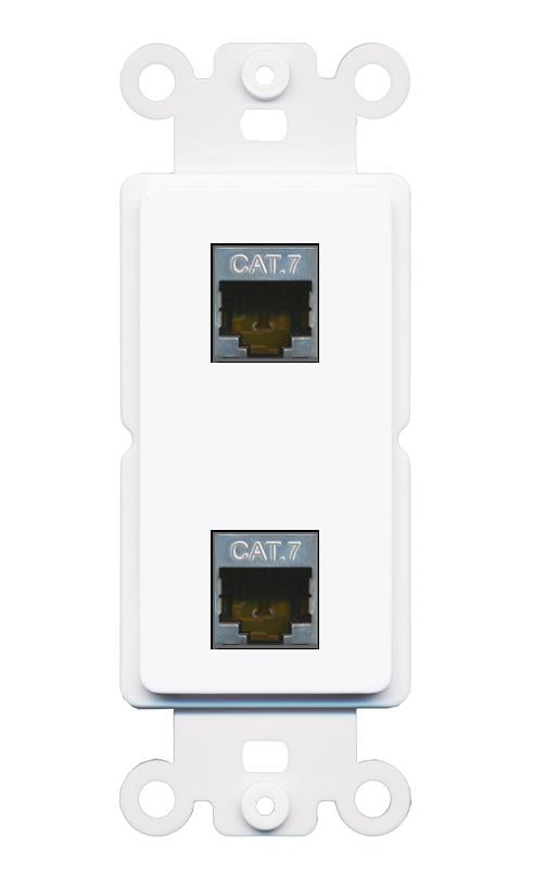 2 CAT7 Rocker Insert Module Wall Plate [White]