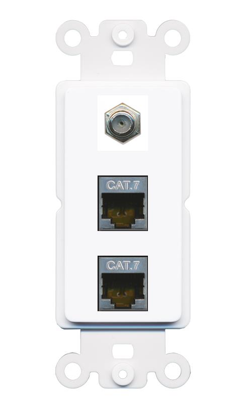 2 CAT7 COAX Wall Plate [White]