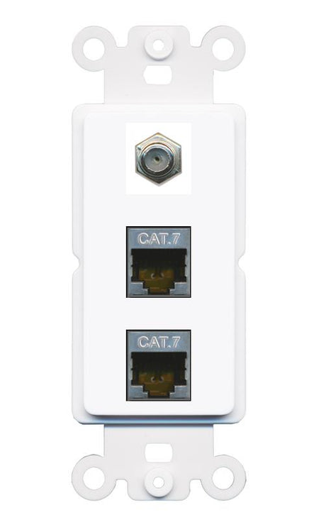 2 CAT7 COAX Wall Plate [White]