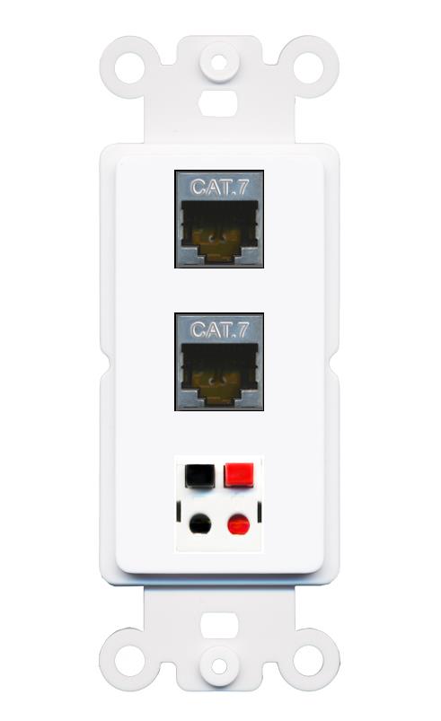 2 CAT7 SPEAKER Wall Plate [White]