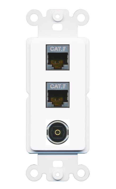 2 CAT7 TOSLINK Wall Plate [White]