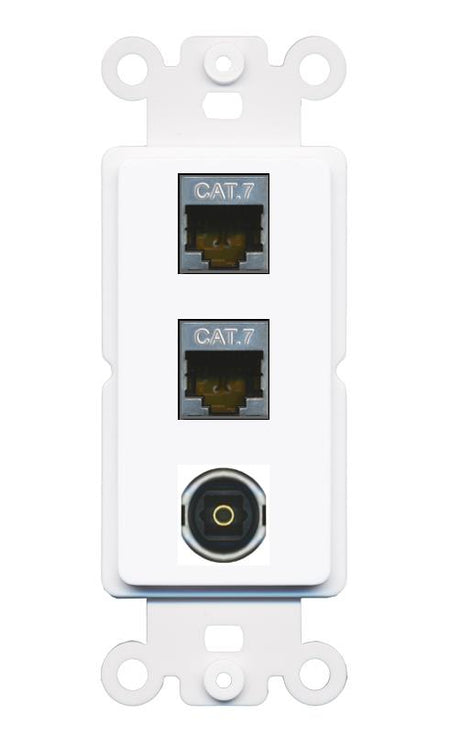 2 CAT7 TOSLINK Wall Plate [White]
