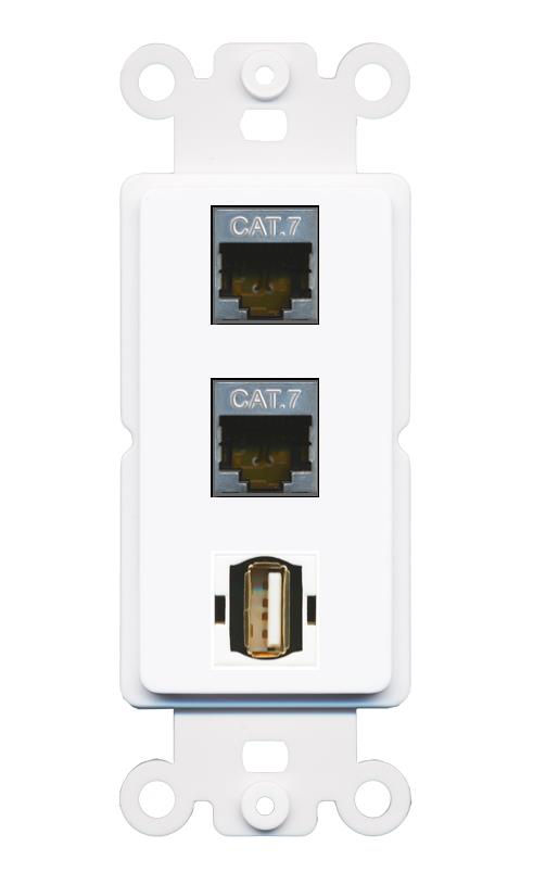 2 CAT7 USB2 Wall Plate [White]