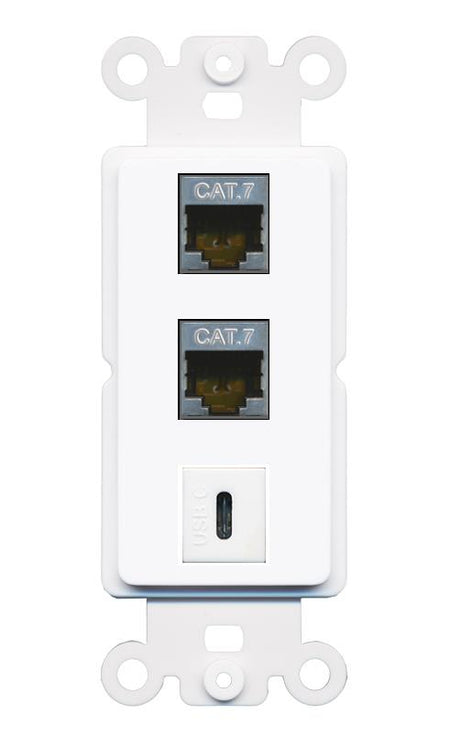 2 CAT7 USBC Wall Plate [White]