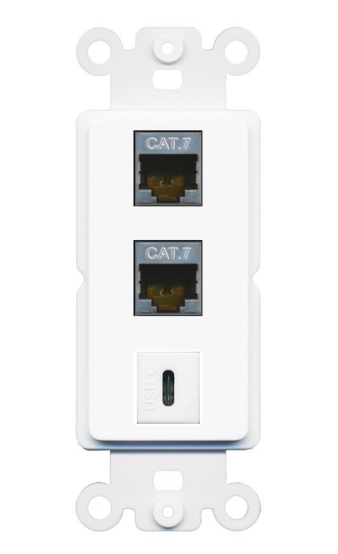 2 CAT7 USBC Wall Plate [White]
