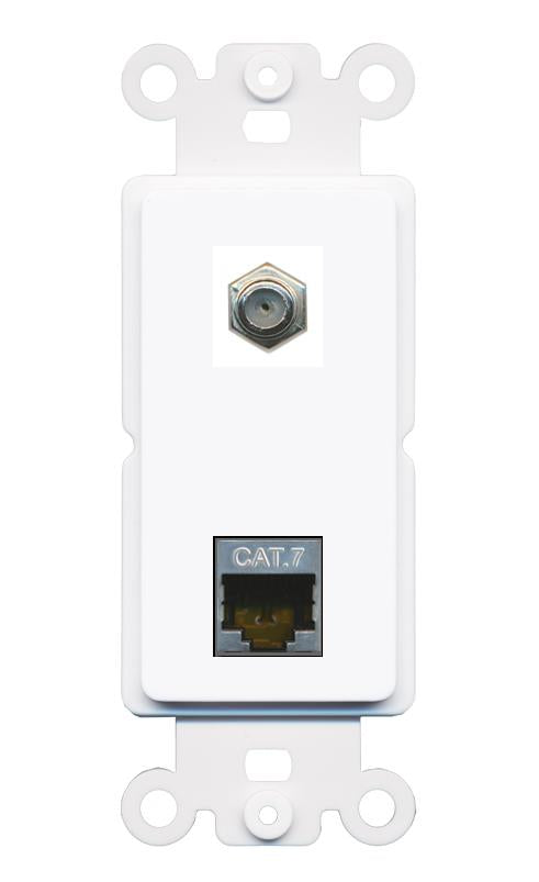 CAT7 COAX Rocker Insert Module Wall Plate [White]