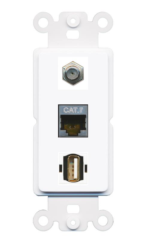CAT7 COAX USB2 Wall Plate [White]