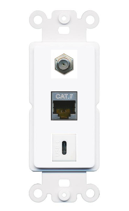 CAT7 COAX USBC Wall Plate [White]