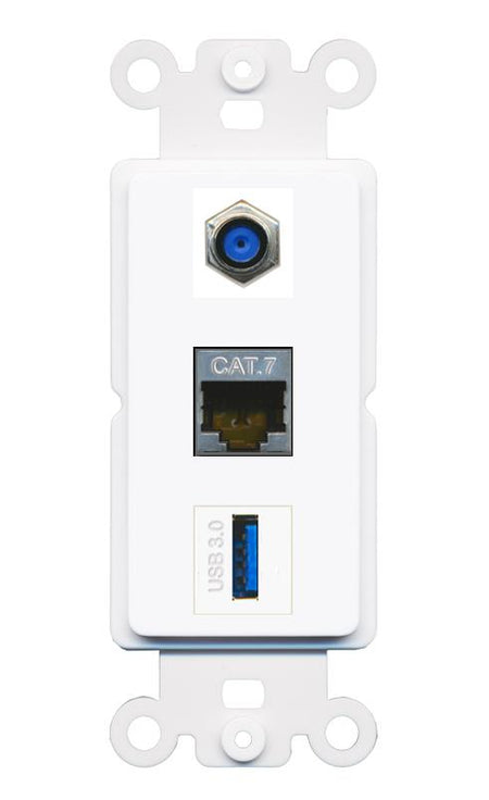 CAT7 F81 USB-3 Wall Plate [White]