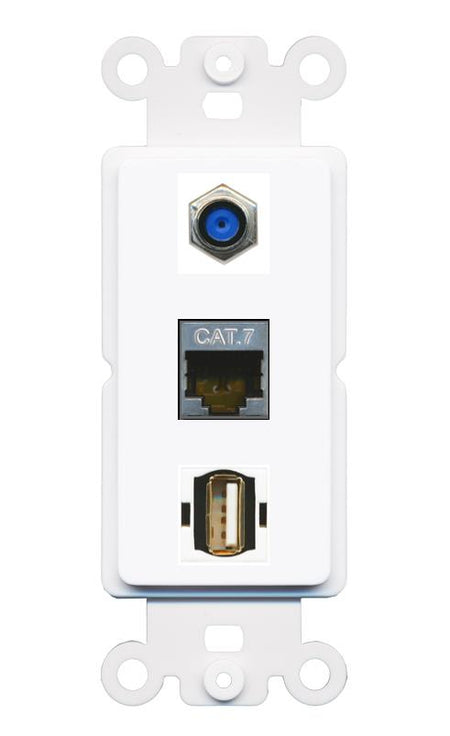CAT7 F81 USB2 Wall Plate [White]