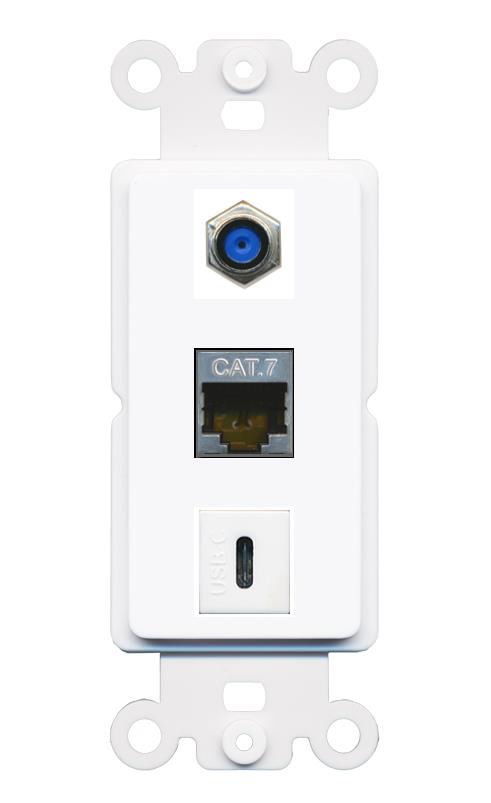CAT7 F81 USBC Wall Plate [White]