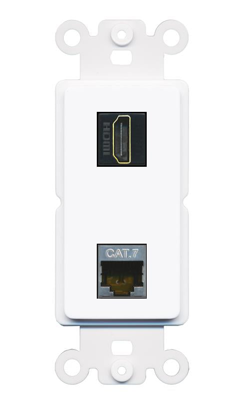 CAT7 HDMI-BLACK Rocker Insert Module Wall Plate [White]