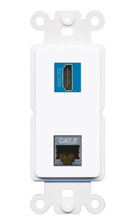 CAT7 HDMI-BLUE Rocker Insert Module Wall Plate [White]