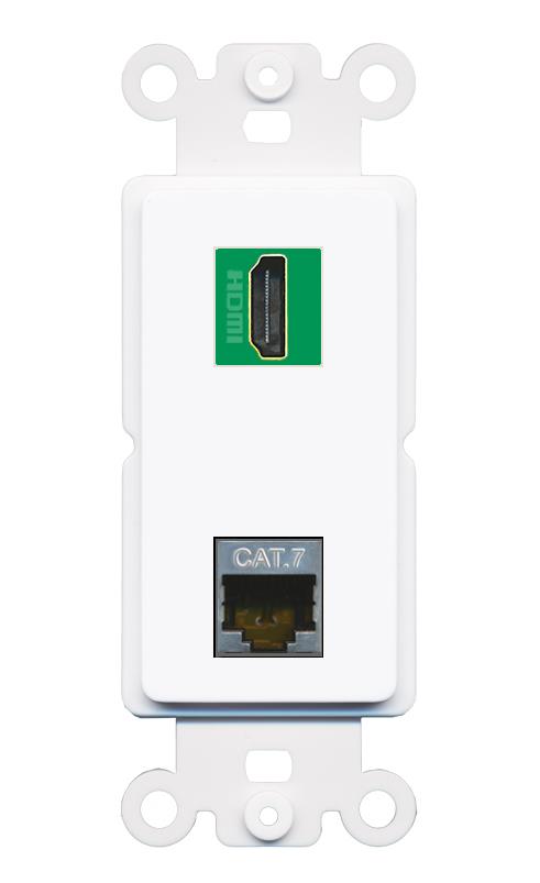 CAT7 HDMI-GREEN Rocker Insert Module Wall Plate [White]