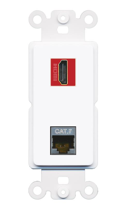 CAT7 HDMI-RED Rocker Insert Module Wall Plate [White]