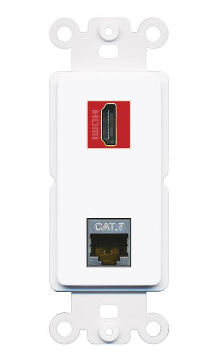 CAT7 HDMI-RED Rocker Insert Module Wall Plate [White]