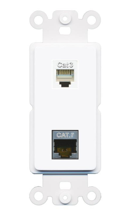 CAT7 PHONE Rocker Insert Module Wall Plate [White]