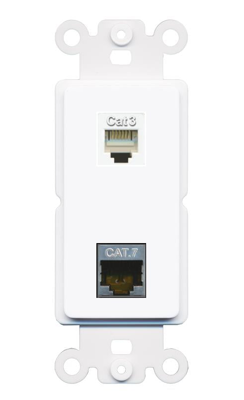 CAT7 PHONE Rocker Insert Module Wall Plate [White]