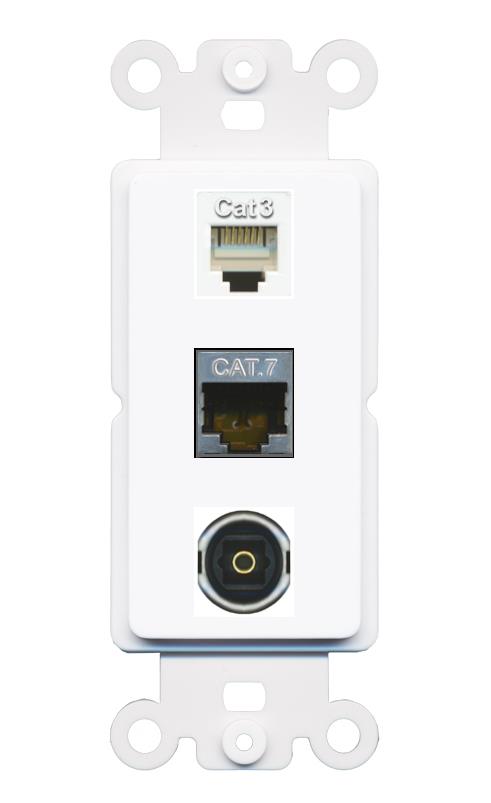 CAT7 PHONE TOSLINK Wall Plate [White]