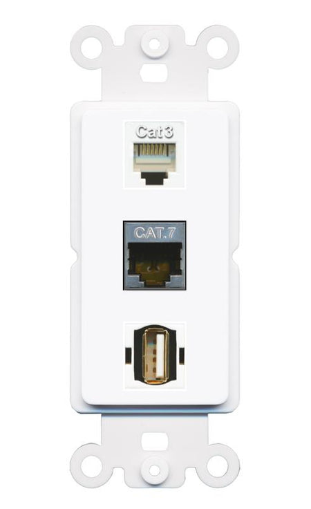CAT7 PHONE USB2 Wall Plate [White]