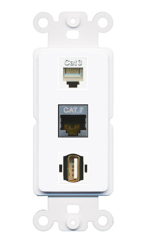 CAT7 PHONE USB2 Wall Plate [White]