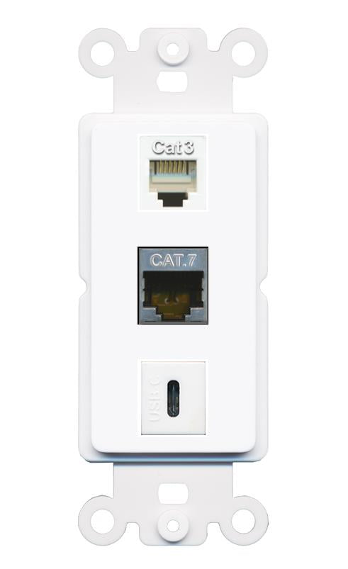 CAT7 PHONE USBC Wall Plate [White]
