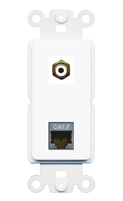 CAT7 RCA-WHITE Rocker Insert Module Wall Plate [White]