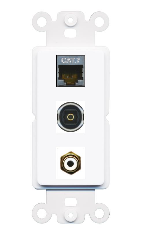 CAT7 RCA-WHITE TOSLINK Wall Plate [White]
