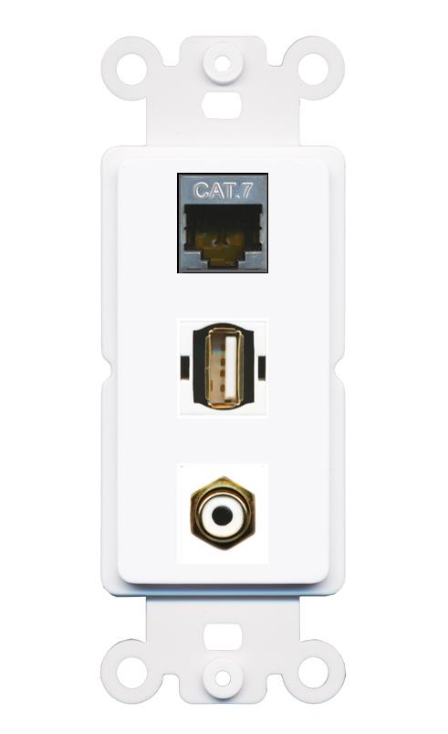 CAT7 RCA-WHITE USB2 Wall Plate [White]