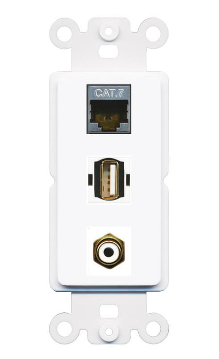 CAT7 RCA-WHITE USB2 Wall Plate [White]