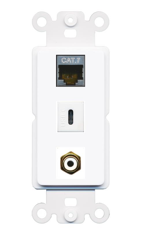 CAT7 RCA-WHITE USBC Wall Plate [White]