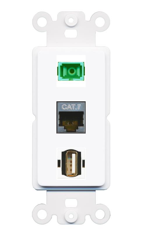 CAT7 SC-APC-SX USB2 Wall Plate [White]
