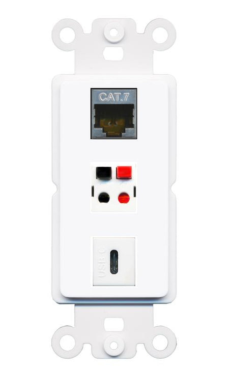 CAT7 SPEAKER USBC Wall Plate [White]