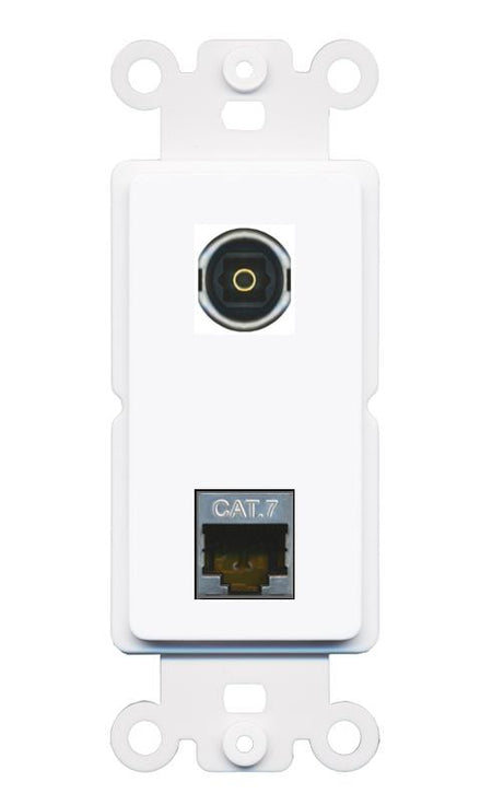CAT7 TOSLINK Rocker Insert Module Wall Plate [White]