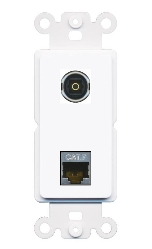 CAT7 TOSLINK Rocker Insert Module Wall Plate [White]
