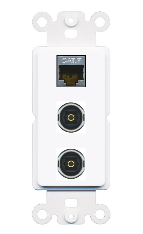CAT7 2 TOSLINK Wall Plate [White]