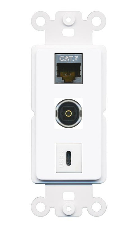 CAT7 TOSLINK USBC Wall Plate [White]