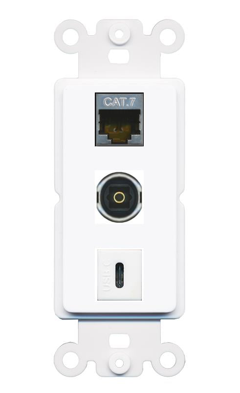 CAT7 TOSLINK USBC Wall Plate [White]