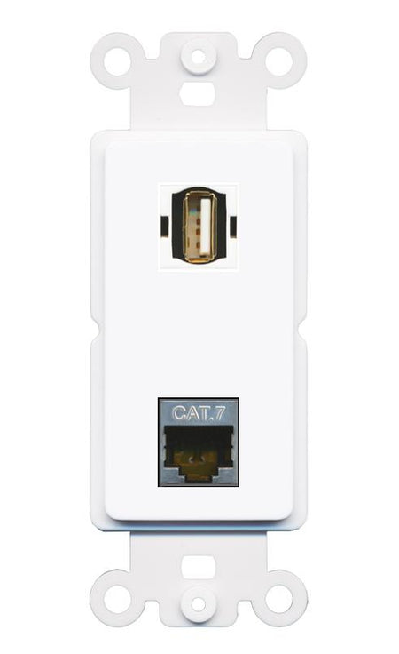 CAT7 USB2 Rocker Insert Module Wall Plate [White]