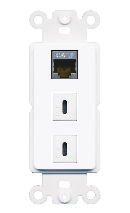 CAT7 2 USBC Wall Plate [White]