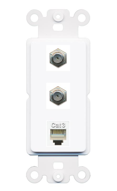 2 COAX PHONE Wall Plate [White]