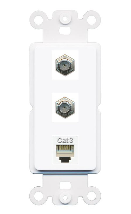 2 COAX PHONE Wall Plate [White]
