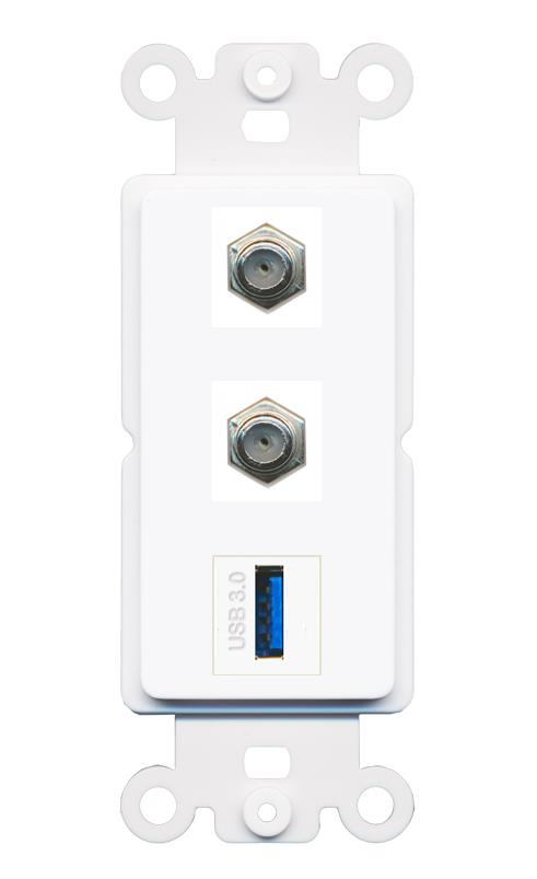 2 COAX USB-3 Wall Plate [White]